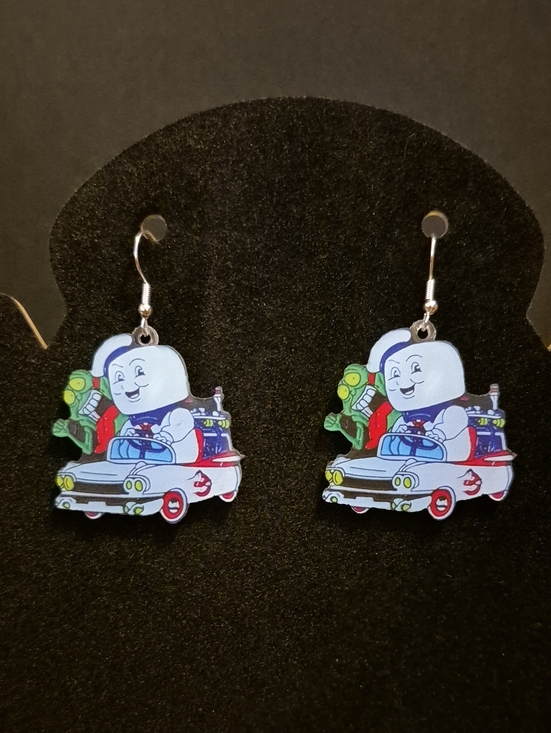 Jewelry - Handcrafted Ghostbusters Ecto-1 Slimer Staypuft Cartoon Drop Earrings